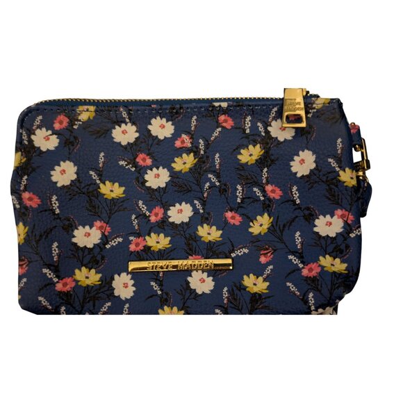 Steve Madden Vegan Blue Floral Wristlet Like New - Picture 3 of 4